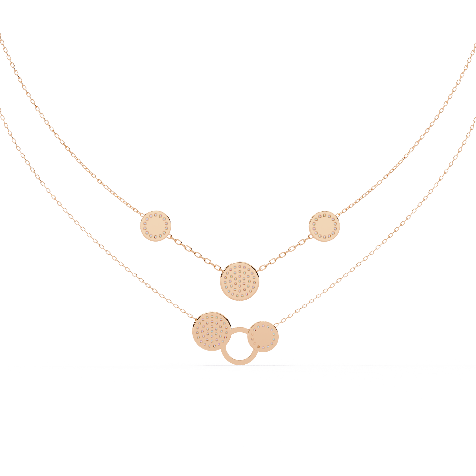 Solitairekart 0.44ct Layered Circle Natural Diamond Necklace-HI Color, VS-SI Clarity
